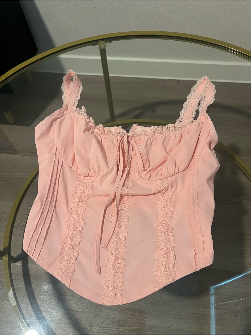 Pink Lace-Trim Cami Top